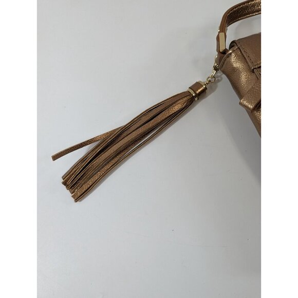 RJ Graziano Crossbody Handbag Purse Bronze Leopard Leather Bag Tassel - Picture 4 of 14
